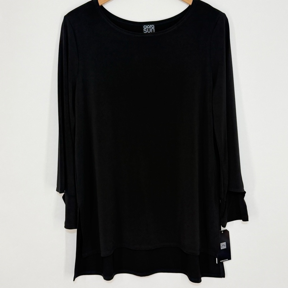 Clara Sunwoo Women's Tunic Top Black Size Medium